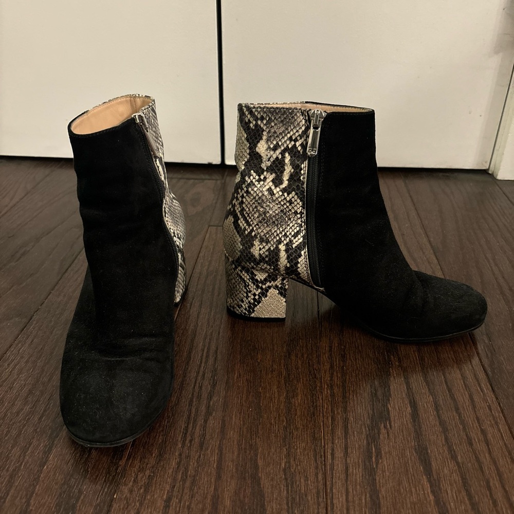 Sam Edelman Black and Snake Print Ankle Boots
